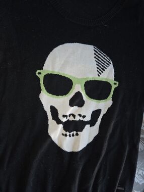 Volcom Black Skull Sweater with Lime Accents
